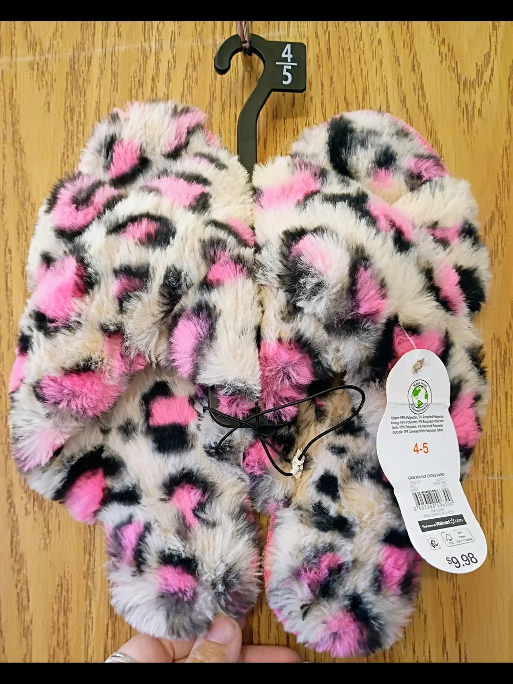 wonder nation Pink, Black & Cream Leopard Faux Fur Slide Slippers
